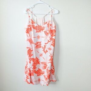 J.Crew Bright Coral Tropical Shift Dress Sleeveless Summer Womens 12